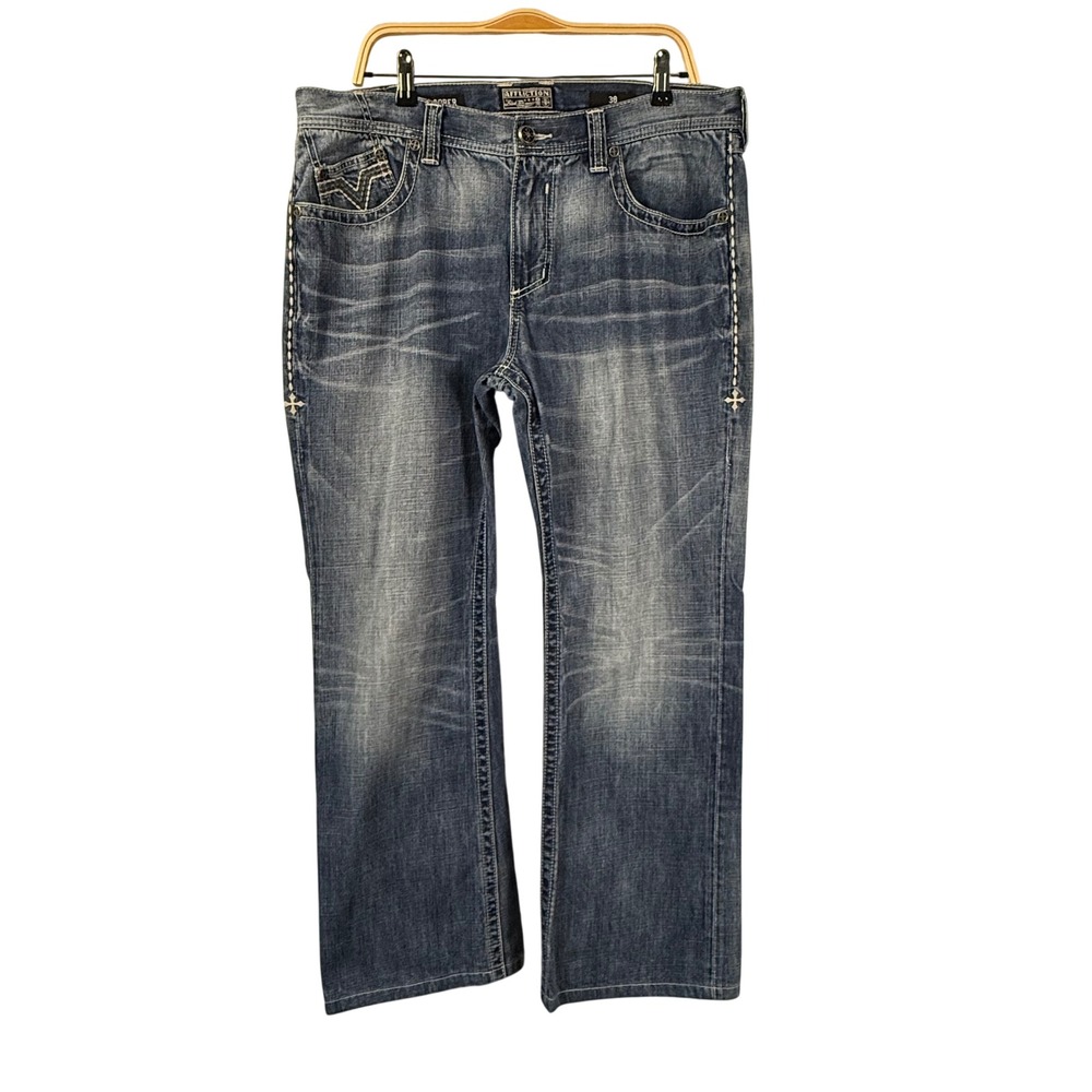 Affliction Black‎ Premium Cooper Jeans Mens 38X30 Vintage Y2K Embellished Faded
